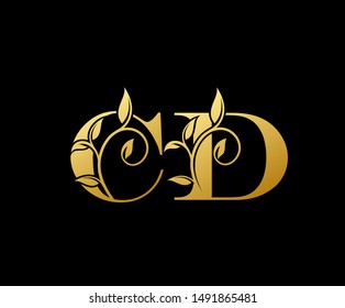 Golden letter C and D, CD, luxury letter logo icon.