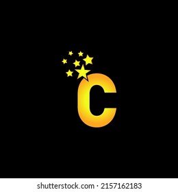  golden letter C logo design with multi star for your company or business.