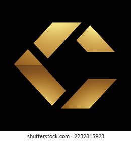Golden Letter C Symbol on a Black Background - Icon 5