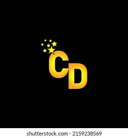 golden letter CD logo design with multi star for your company or business.