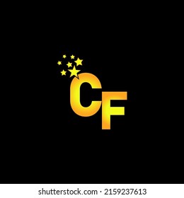 diseño de logotipo CF carta dorada con multiestrella para su empresa o negocio.