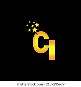 golden letter CI logo design with multi star for your company or business.