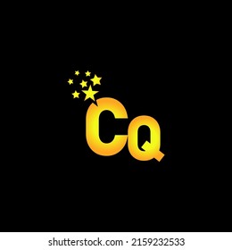 golden letter CQ logo design with multi star for your company or business.