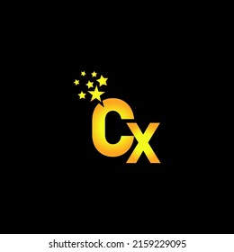 golden letter CX logo design with multi star for your company or business.