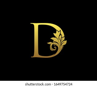 Golden Letter D Logo Icon . Initial Letter D Design Vector Luxury Gold Color.Print monogram initials stamp sign symbol.