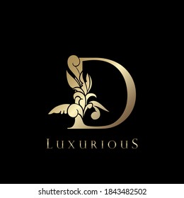 Golden Letter D Luxury Ornate Logo Icon, Vintage  Decorative Letter Logo Design