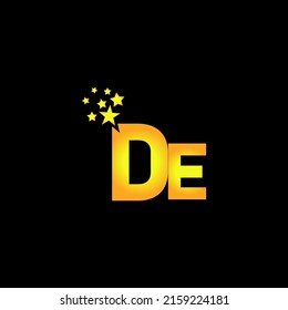 golden letter DE logo design with multi star for your company or business.