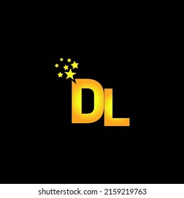 golden letter DL logo design with multi star for your company or business.