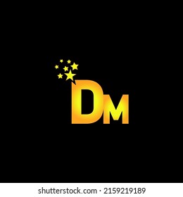 golden letter DM logo design with multi star for your company or business.