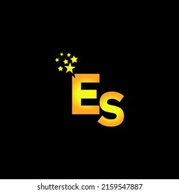 golden letter ES logo design with multi star for your company or business.