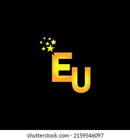 golden letter EU logo design with multi star for your company or business.