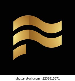 Golden Letter F Symbol on a Black Background - Icon 3