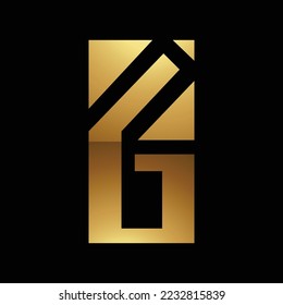 Golden Letter G Symbol on a Black Background - Icon 8