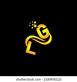golden letter GL logo design with multi star for your company or business.