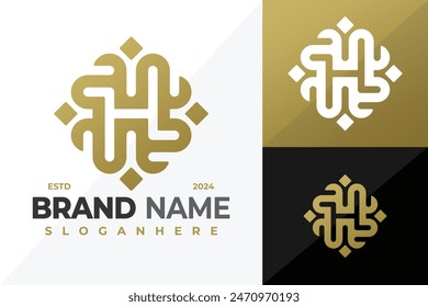 Golden Letter H Heart Ornament logo design vector symbol icon illustration