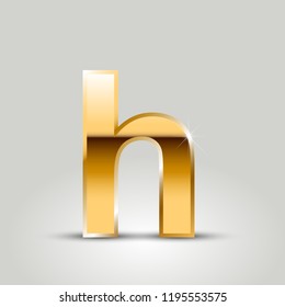 Golden letter H lowercase. Vector font isolated on white background