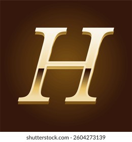 Golden Letter H Luxurious Metallic Typography on Brown Background for Premium and Elegant Design