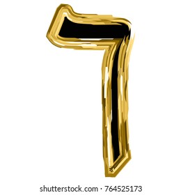 The golden letter Haf from the Hebrew alphabet. gold letter font Hanukkah. vector illustration on isolated background.