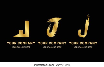 Vector del logotipo de la letra dorada J