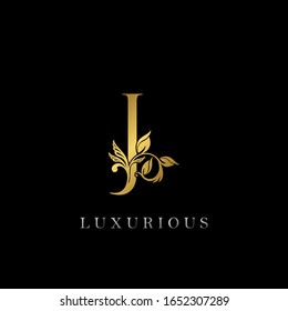 Golden Letter J Luxury Logo Icon, Vintage Gold J Letter Logo Design Template