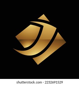 Golden Letter J Symbol on a Black Background - Icon 5