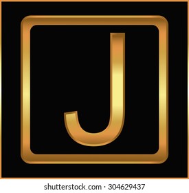 Golden letter J.Golden alphabet letter J logo.Vector illustration.