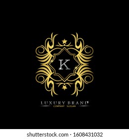 Golden Letter  K Luxury Brand Logo, vector design concept  for initial, luxuries business, boutique, hotel, wedding service, fashion and more brands.