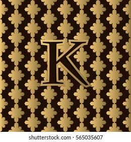 Golden letter K on Golden pattern logo