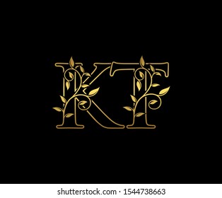 Golden Letter K T Kt Vintage Stock Vector Royalty Free