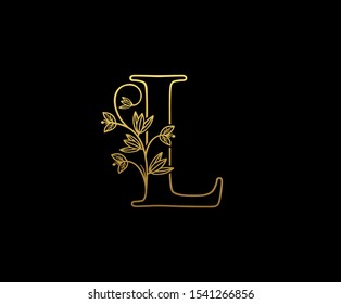 Golden Letter L Logo Icon . Initial Letter L Design Vector Luxury Golden Color.Print monogram initials stamp sign gold symbol.