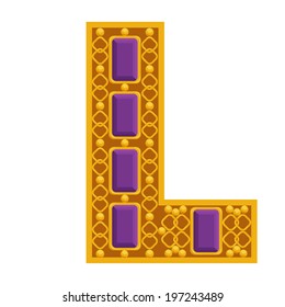 Golden letter L on a white background