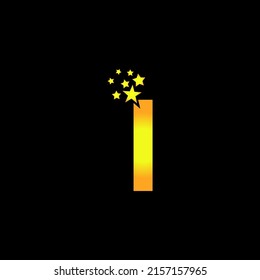  goldener Brief Ich Logo Design mit Multi-Star für Ihr Unternehmen oder Ihr Unternehmen.