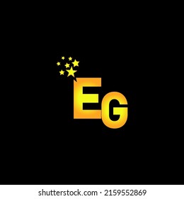 golden letter EG logo design with multi star for your company or business.