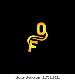 goldener Buchstabe OF Logo Design mit Multi-Star für Ihr Unternehmen oder Ihr Unternehmen.