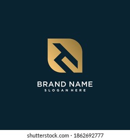 Logotipo de letra dorada con T inicial, para la empresa Premium Vector 