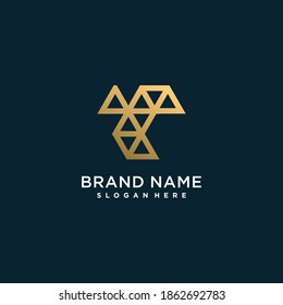Logotipo de letra dorada con T inicial, para la empresa Premium Vector 