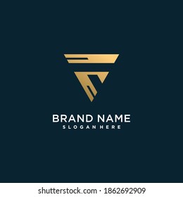 Logotipo de letra dorada con T inicial, para la empresa Premium Vector 