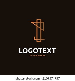 I golden letter logo, I letter logo, luxury logo