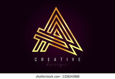 A Golden Letter Logo Monogram Vector Design. Creative A Gold Metal Letter Icon Vector Illustration.