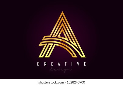 A Golden Letter Logo Monogram Vector Design. Creative A Gold Metal Letter Icon Vector Illustration.