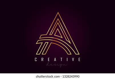 A Golden Letter Logo Monogram Vector Design. Creative A Gold Metal Letter Icon Vector Illustration.