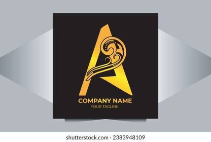 Golden Letter A Logo vector design