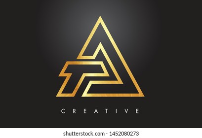 A Golden Letter Monogram Design Logo. Gold Letter A Icon Logo Vector Illustration.
