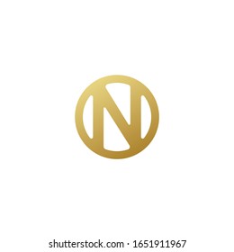 golden letter n logo design