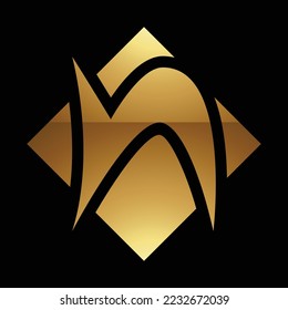 Golden Letter N Symbol on a Black Background - Icon 4