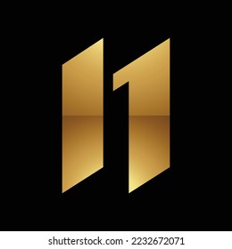 Golden Letter N Symbol on a Black Background - Icon 3