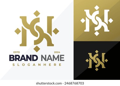 Letra de oro Ns o Sn Ilustración de símbolo de Vector de diseño de logotipo de monograma