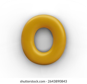 Golden letter O for invitations, greetings, advertising. Vector realistic element on white background. Festive model for creating virtual texts in luxurious style
