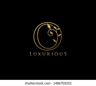 Golden Letter O Logo Icon . Initial Letter O Design Vector Luxury Gold Color.Print monogram initials stamp line art sign symbol.