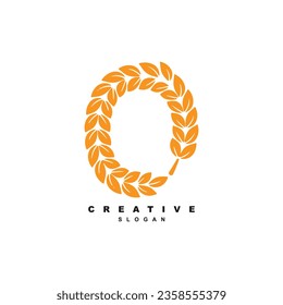 Golden letter O nature wheat logo design for your brand or business